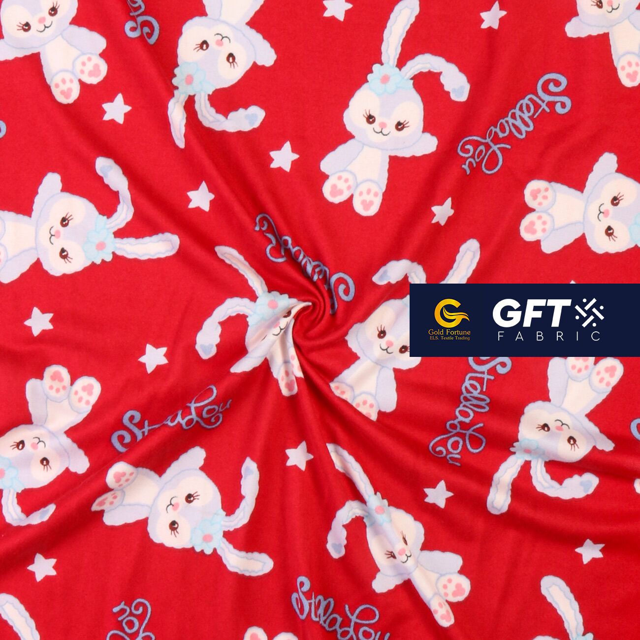 Cotton Spandex Printed Cute Bunny Pattern - Image 3