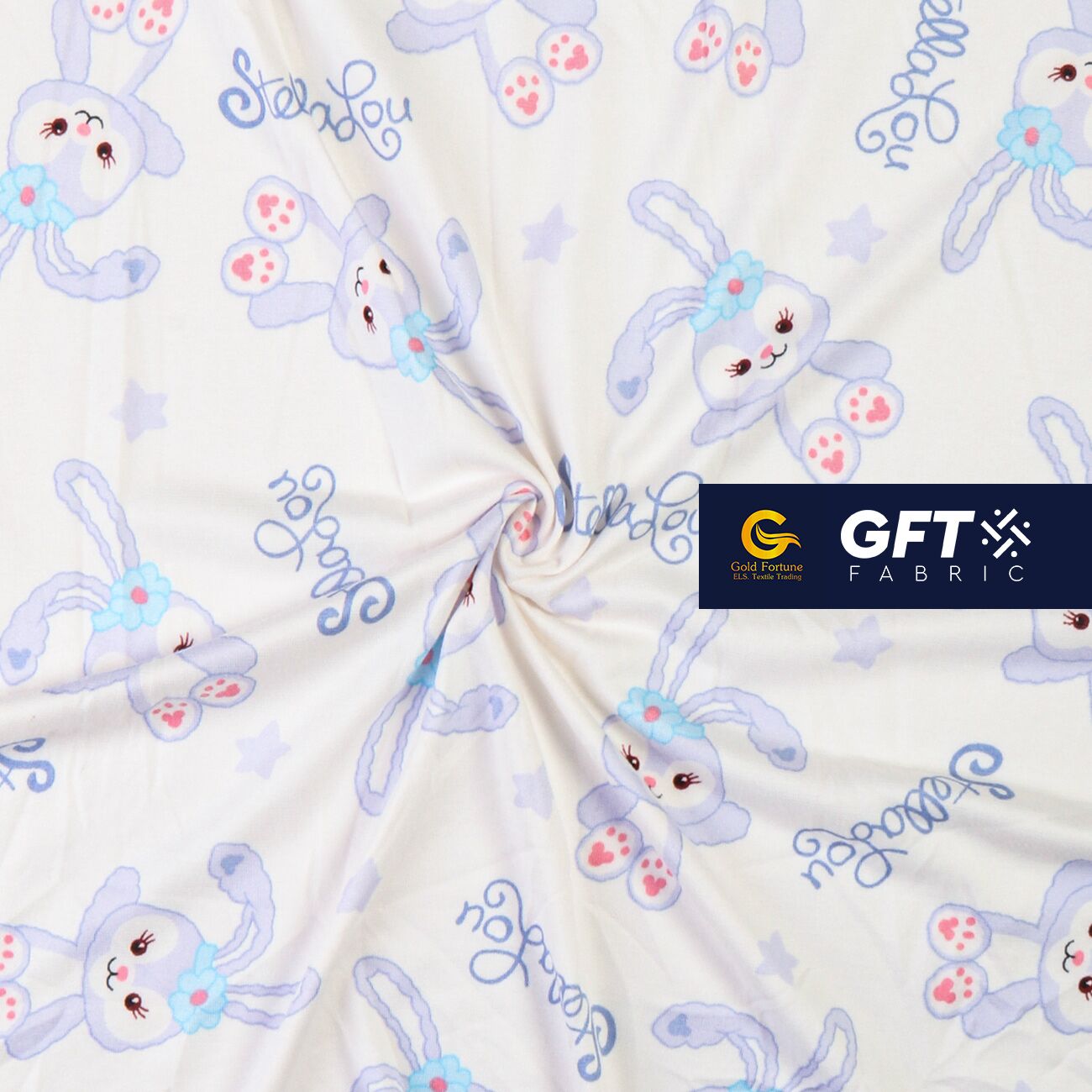 Cotton Spandex Printed Cute Bunny Pattern - Image 2