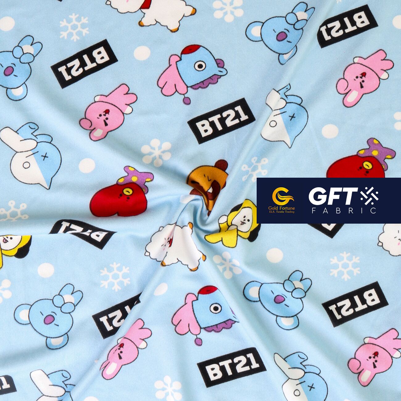 Cotton Spandex Printed BT21 Pattern - Image 2