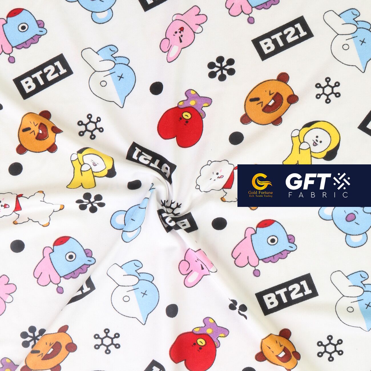 Cotton Spandex Printed BT21 Pattern - Image 3