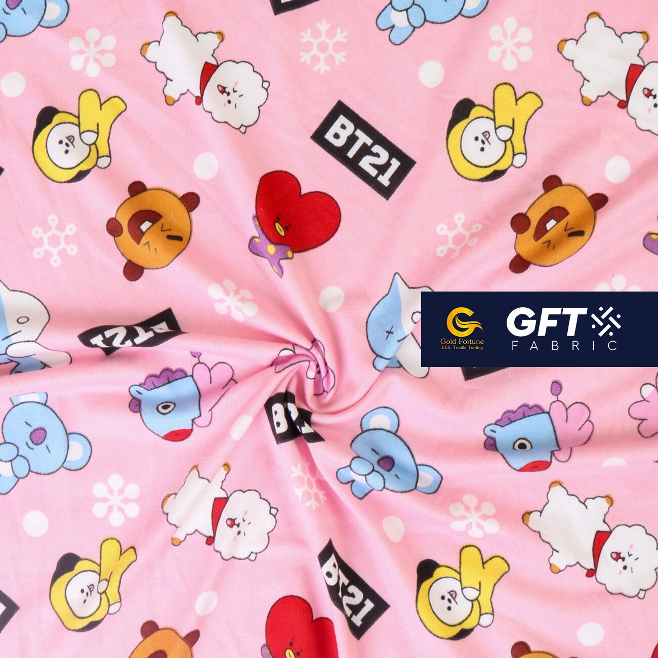 Cotton Spandex Printed BT21 Pattern - Image 5